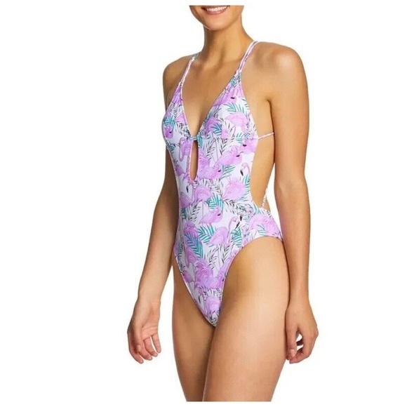 Rip Curl Womens Mai Tai Flamingo Cheeky One-Piece Swimsuit Purple Size X-Small - Picture 12 of 16